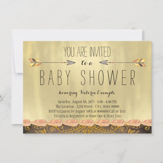 Tribal pilbåge baby shower inbjudningar (Framsida)