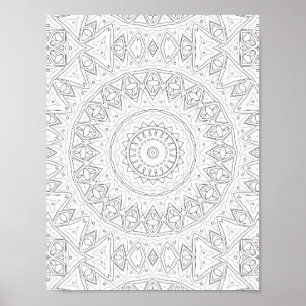 Tribal Pilbåge Mandala Målarbild Invecklad Konst Poster