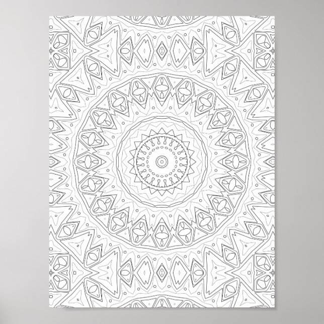 Tribal Pilbåge Mandala Målarbild Invecklad Konst Poster (Framsidan)