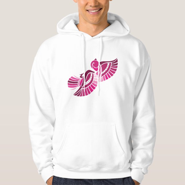 Tribal Pink Bird Stylized Magenta Phoenix Hoodie (Framsida)