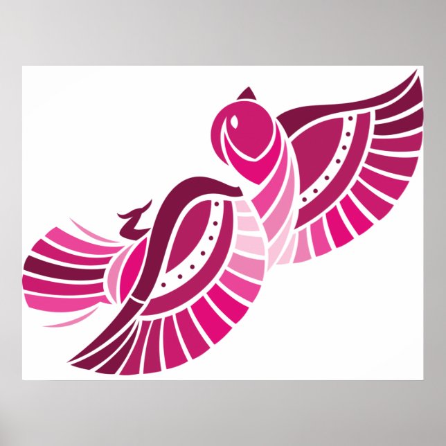 Tribal Pink Bird Stylized Magenta Phoenix Poster (Framsidan)