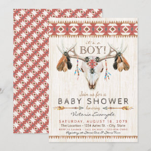 Tribal Pojke Skalle Baby Shower Inbjudningar