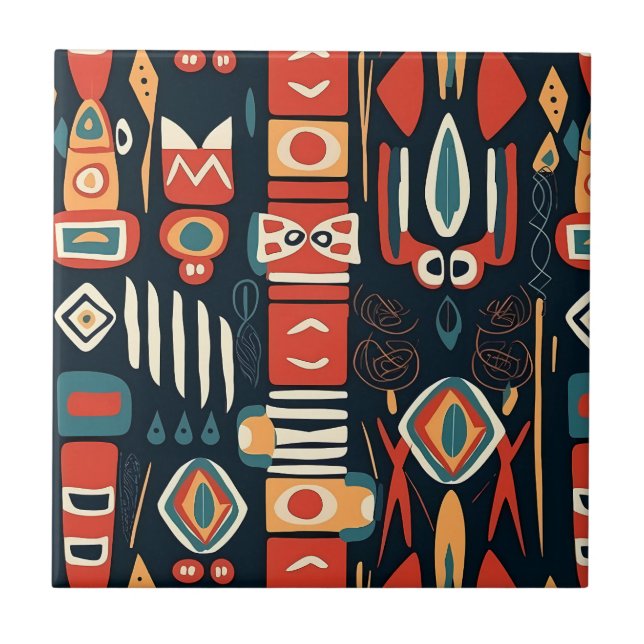 Tribal Print Art Tile Kakelplatta (Framsidan)