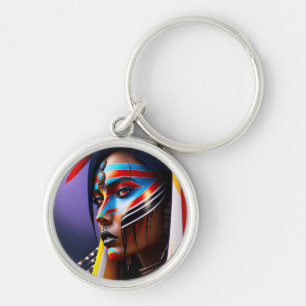 Tribal Queen Rund Silverfärgad Nyckelring