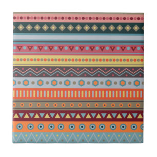 Tribal Rand Colorful Mönster Ceramic Tile Kakelplatta