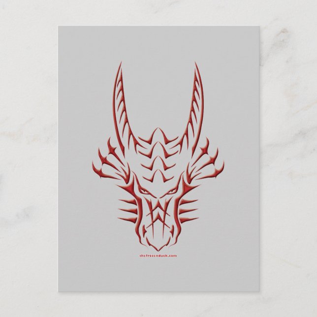 Tribal Red Dragon Head Vykort (Framsida)