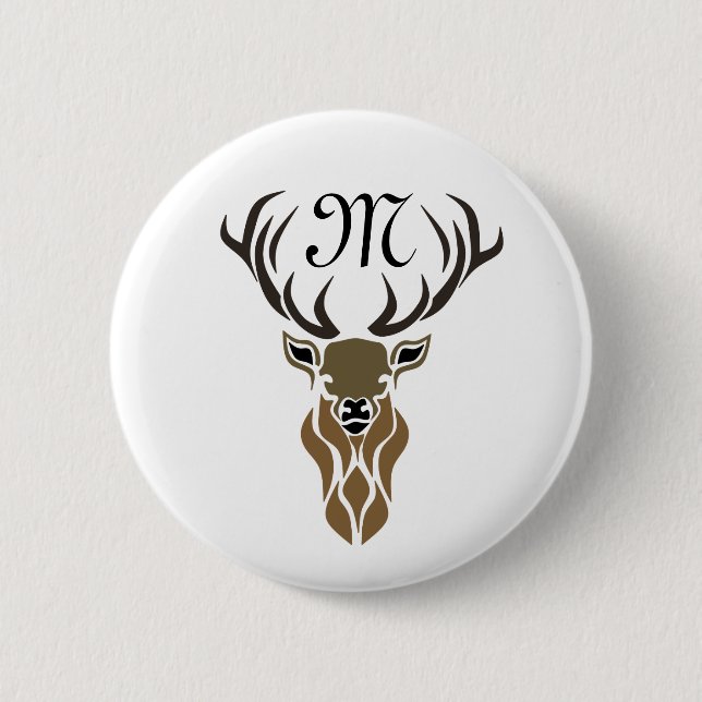 Tribal Red Stag Monogram Knapp (Framsida)