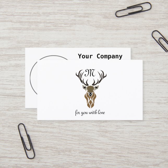 Tribal Red Stag Monogram Visitkort (Fram/Back In Situ)