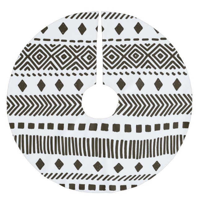 Tribal Rhythms: Ethnic Geometric Mönster Julgransmatta Borstad Polyester (Framsidan)