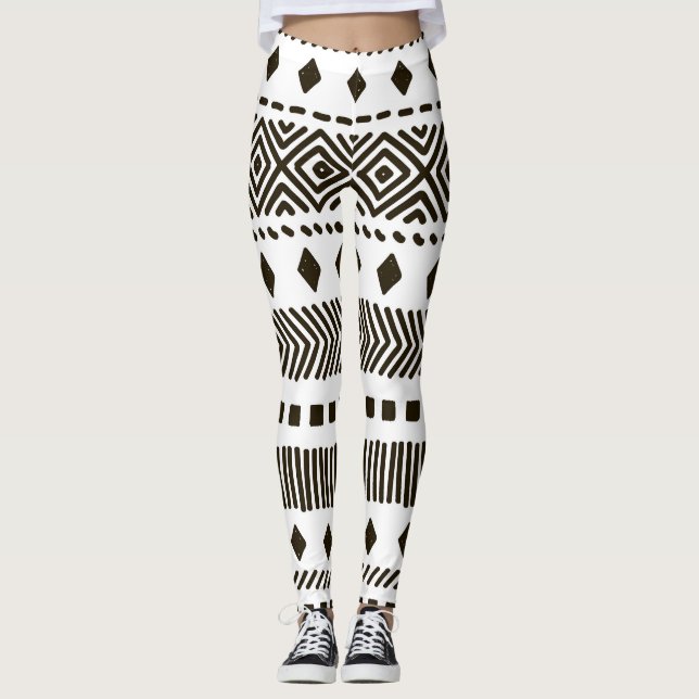 Tribal Rhythms: Ethnic Geometric Mönster Leggings (Framsida)