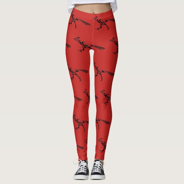Tribal Roadrunner Mönster Leggings (Framsida)