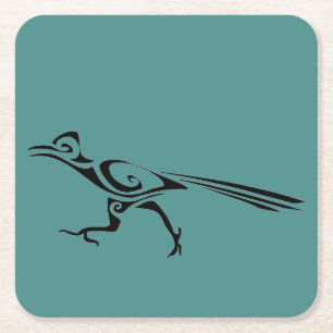 Tribal Roadrunner Silhouette Underlägg Papper Kvadrat