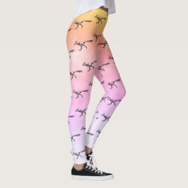Tribal Roadrunner Silhuett Soluppgång Akvarell Leggings