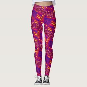 Tribal Rosa Blue Minimal Mönster Leggings