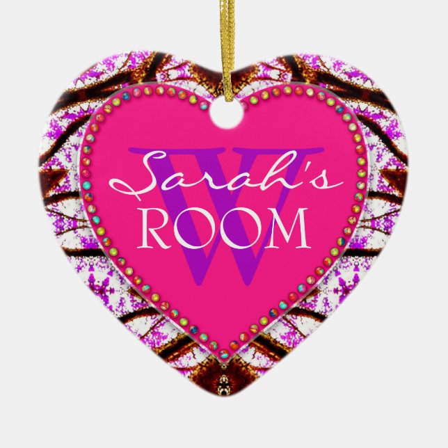 Tribal Rosa Door Namn Heart Ornament (Framsidan)