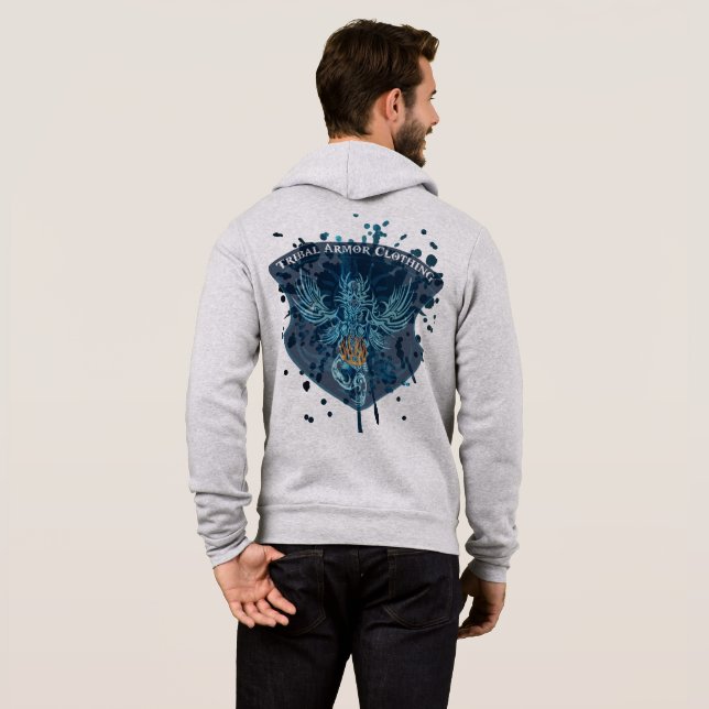 Tribal Rustning Draken Färgfläck Design Tröja (Hel baksida)