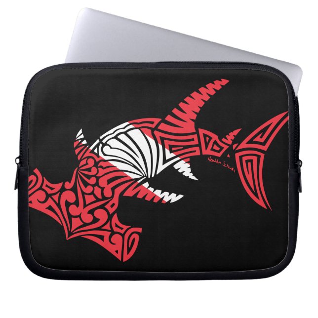 Tribal Scuba Flagga Hammerhead Laptop Fodral (Framsidan)