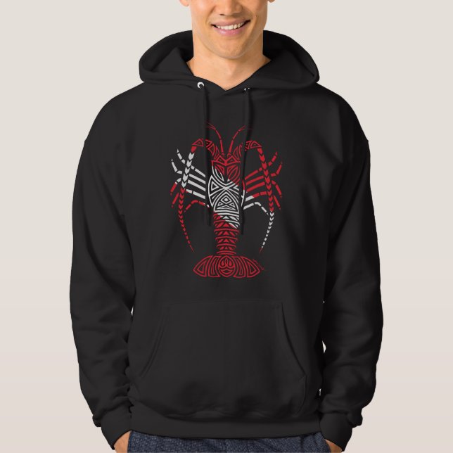 Tribal Scuba Flagga Spiny Lobster Hoodie (Framsida)