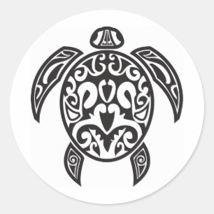Tribal Sea Turtle Runt Klistermärke