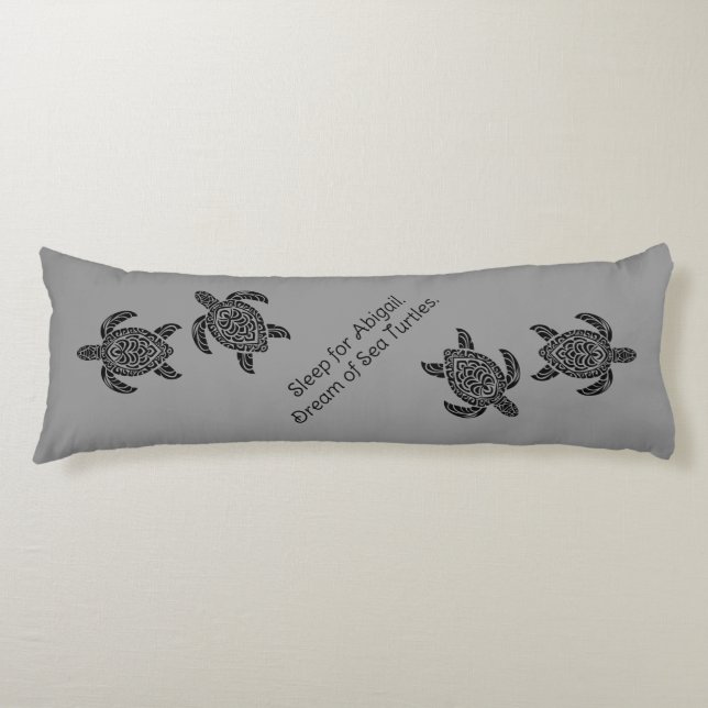 Tribal Sea Turtles and Text in Black on gray Kroppskudde (Framsidan)