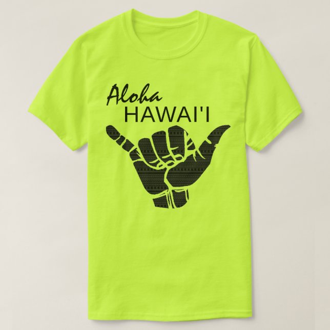 TRIBAL SHAKA (HANG LOOSE) - ALOHA HAWAII Blk T Shirt (Design framsida)