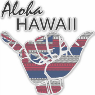 TRIBAL SHAKA (HANG LOOSE) ALOHA HAWAII HI FLAGGA D KLISTERMÄRKEN