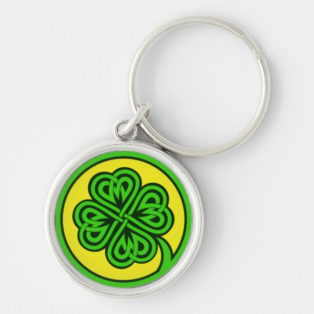 Tribal Shamrock-nyckelringar Rund Silverfärgad Nyckelring (Framsidan)