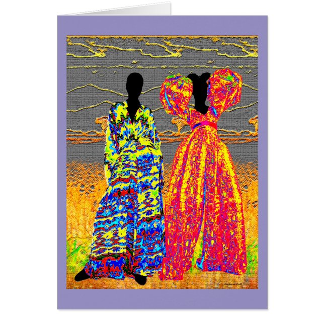 Tribal Sisters in Färg Greeting Card Hälsningskort (Framsidan)