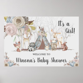 Tribal skogs födelsedags baby shower bakgrund poster