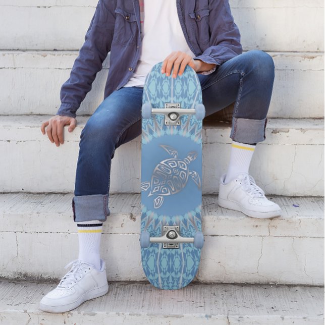 Tribal Sköldpadda Mandala | Kust  Mini Skateboard Bräda 18,5 Cm (Skapare uppladdad)