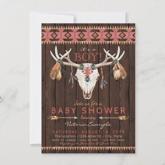 Tribal Skull Baby Shower-inbjudningar Inbjudningar (Framsida)