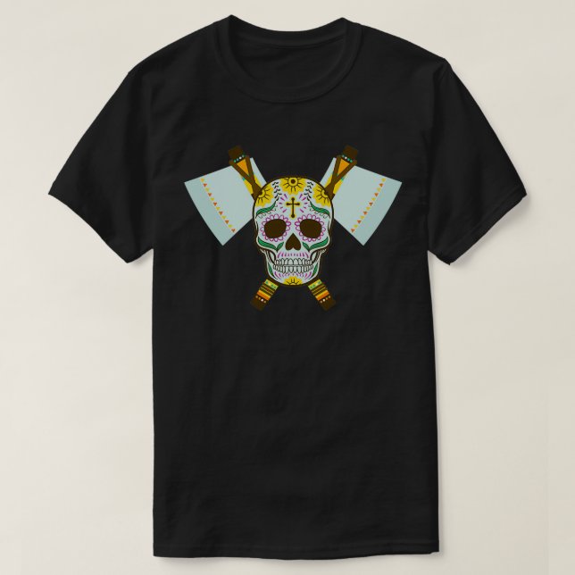 Tribal Skull, dubbel Ax 3 T Shirt (Design framsida)