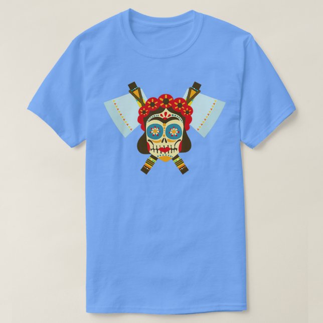 Tribal Skull, dubbel Ax 9 T Shirt (Design framsida)