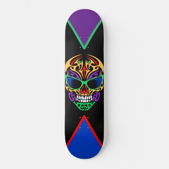 Tribal Skull Mini Skateboard Bräda 18,5 Cm (Framsida)