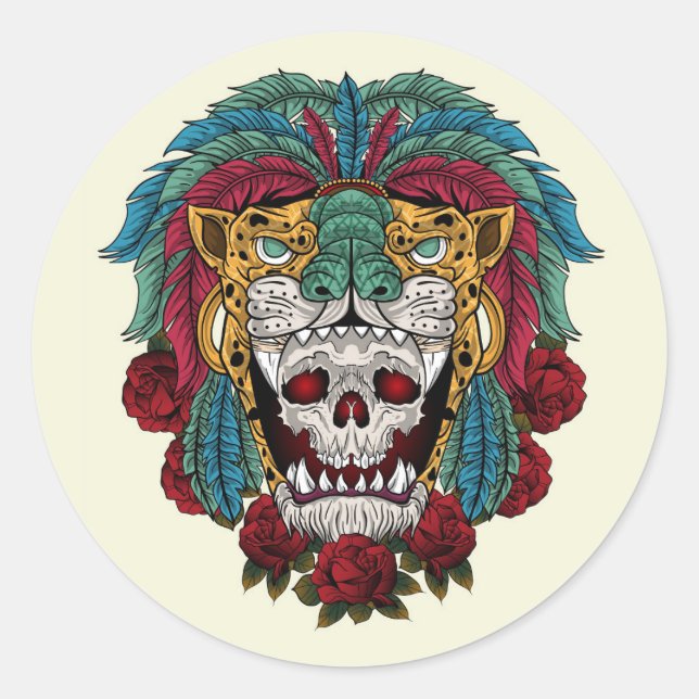 Tribal Skull Runt Klistermärke (Framsida)