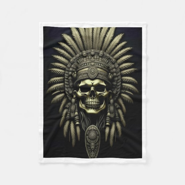 Tribal Skull Sherpa-kast Fleecefilt (Framsidan)