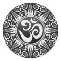 Tribal Sol Black+White Om Goa NewAge Sticker
