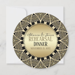 Tribal Sol Vintage Golden Bröllop Rehearsal Dinner Inbjudningar