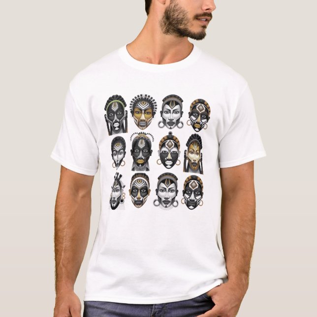 Tribal Spirit African Masks T Shirt (Framsida)