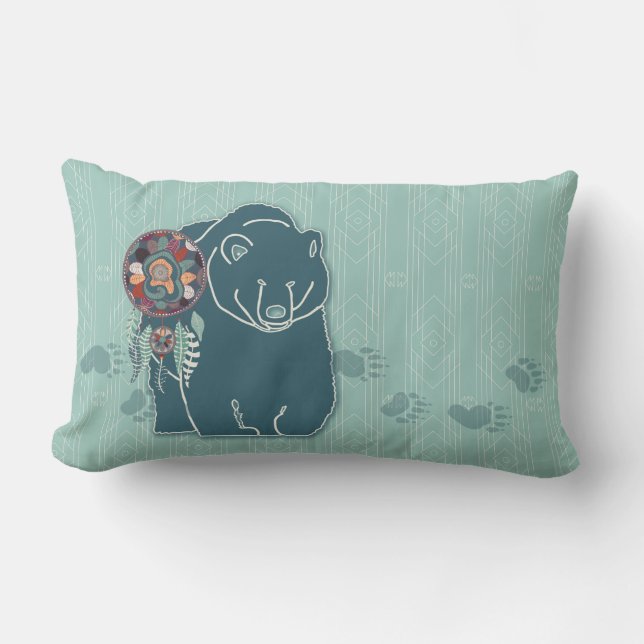 Tribal Spirit Bear med Spacks Native American Lumbarkudde (Framsida)