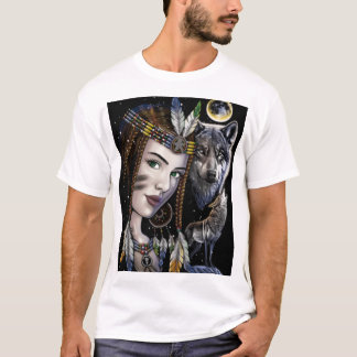 "Tribal Spirit Wolf & Warrior Queen T-Shirt – Bold