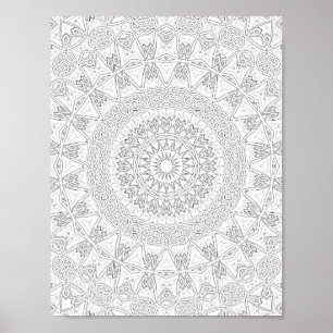 Tribal Starburst Färgningssida Mönster Konstverk Poster