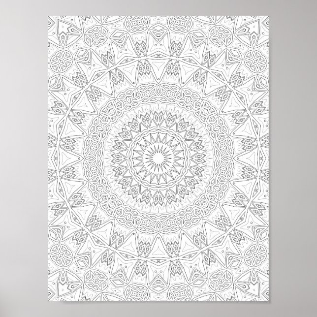 Tribal Starburst Färgningssida Mönster Konstverk Poster (Framsidan)