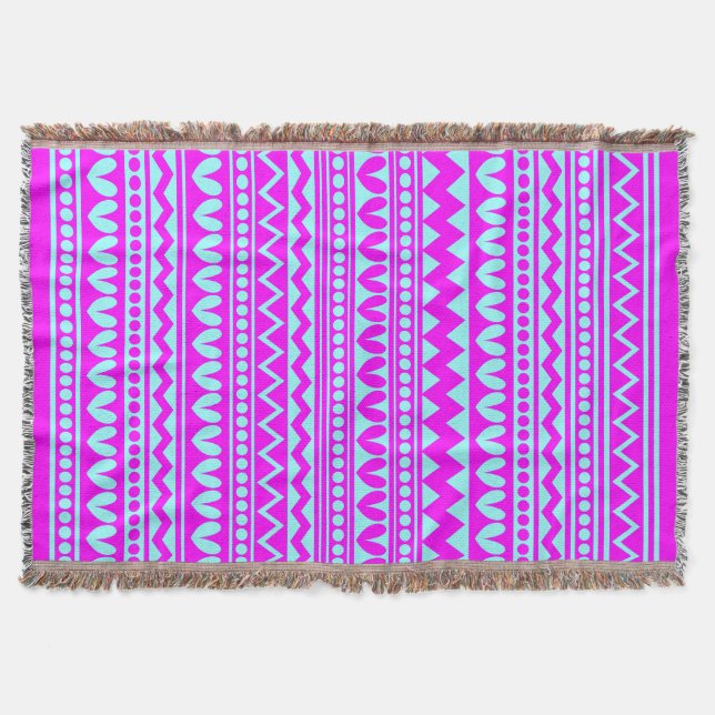 Tribal Stil - Magenta på isblått Filt (Framsidan)