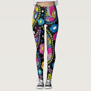 Tribal stil paisley, sömlös etnisk mönster. leggings
