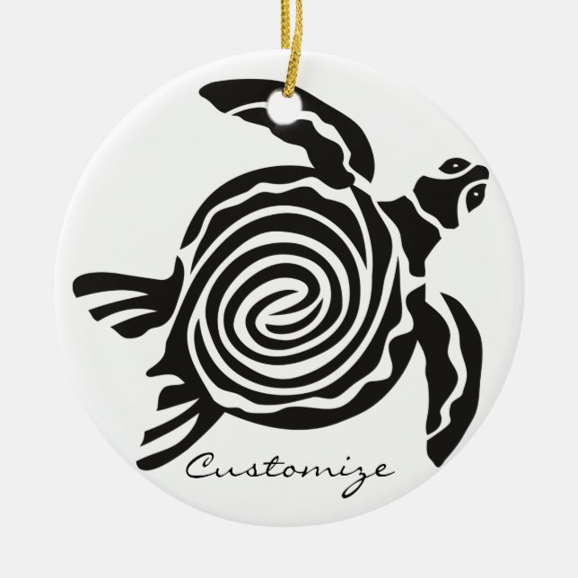 Tribal Stil Turtle Thunder_Cove Julgransprydnad Keramik (Framsidan)