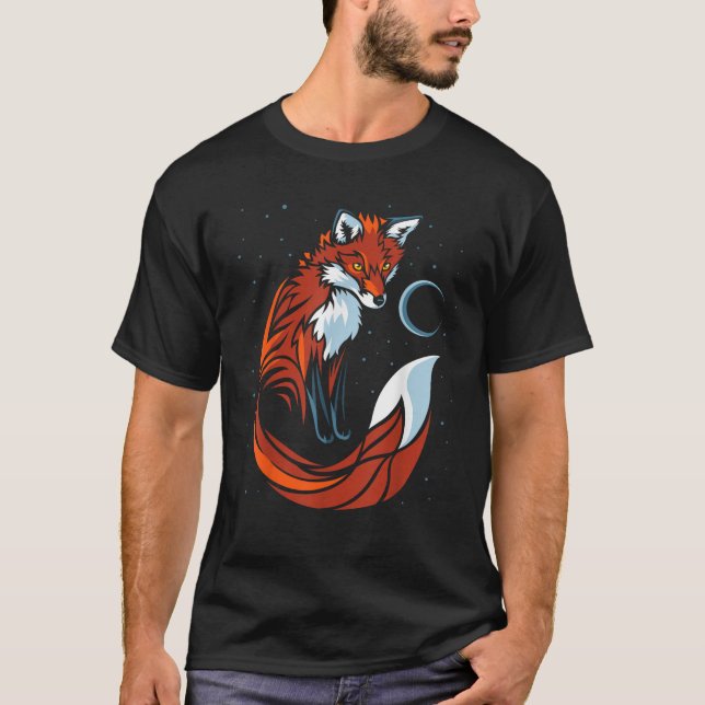Tribal stjärt räv grafisk design  t shirt (Framsida)
