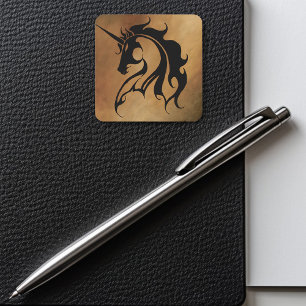 Tribal Stone Unicorn Fyrkantigt Klistermärke