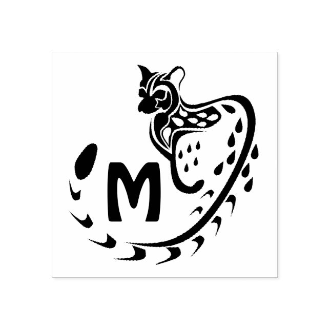 Tribal Stor Spoted Genet Monogram Stämpel (Tryck)