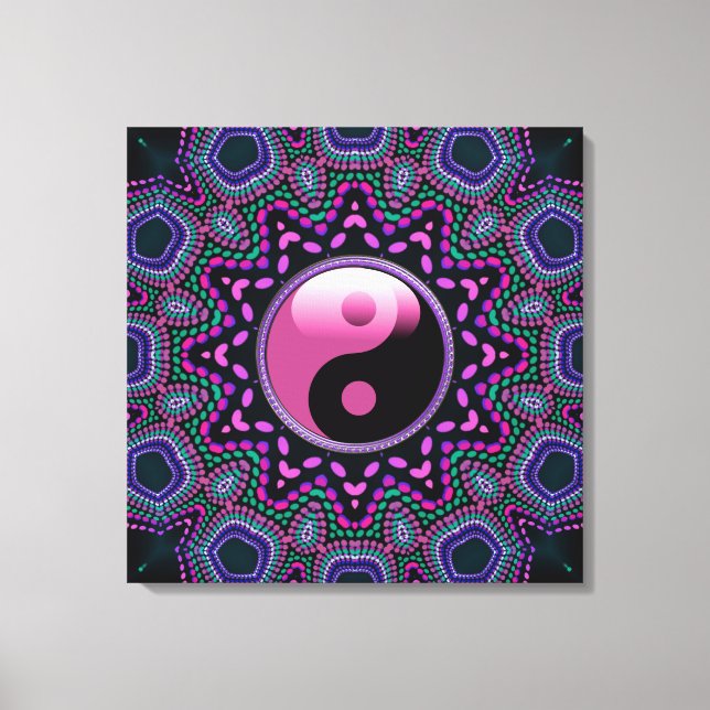 Tribal Sun Rosa Yin Yang Lindad Canvas (Framsida)